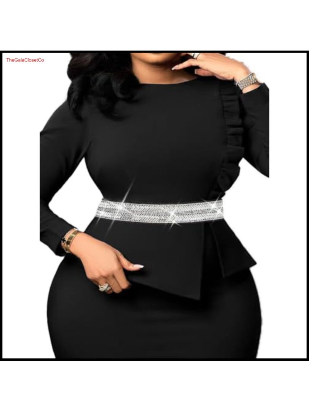 Plus Size Rhinestone Stretch Belt PU Leather Elastic Waist Belt for Dresses